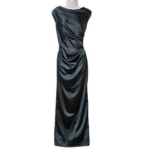 After Six Evergreen Cap Sleeve Satin Gown Size M Formal Holiday Party Event